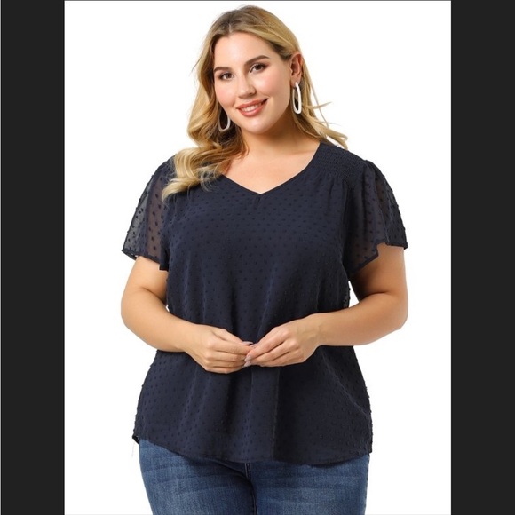 Elegant Black Sheer Polka Dot Top - Picture 1 of 6